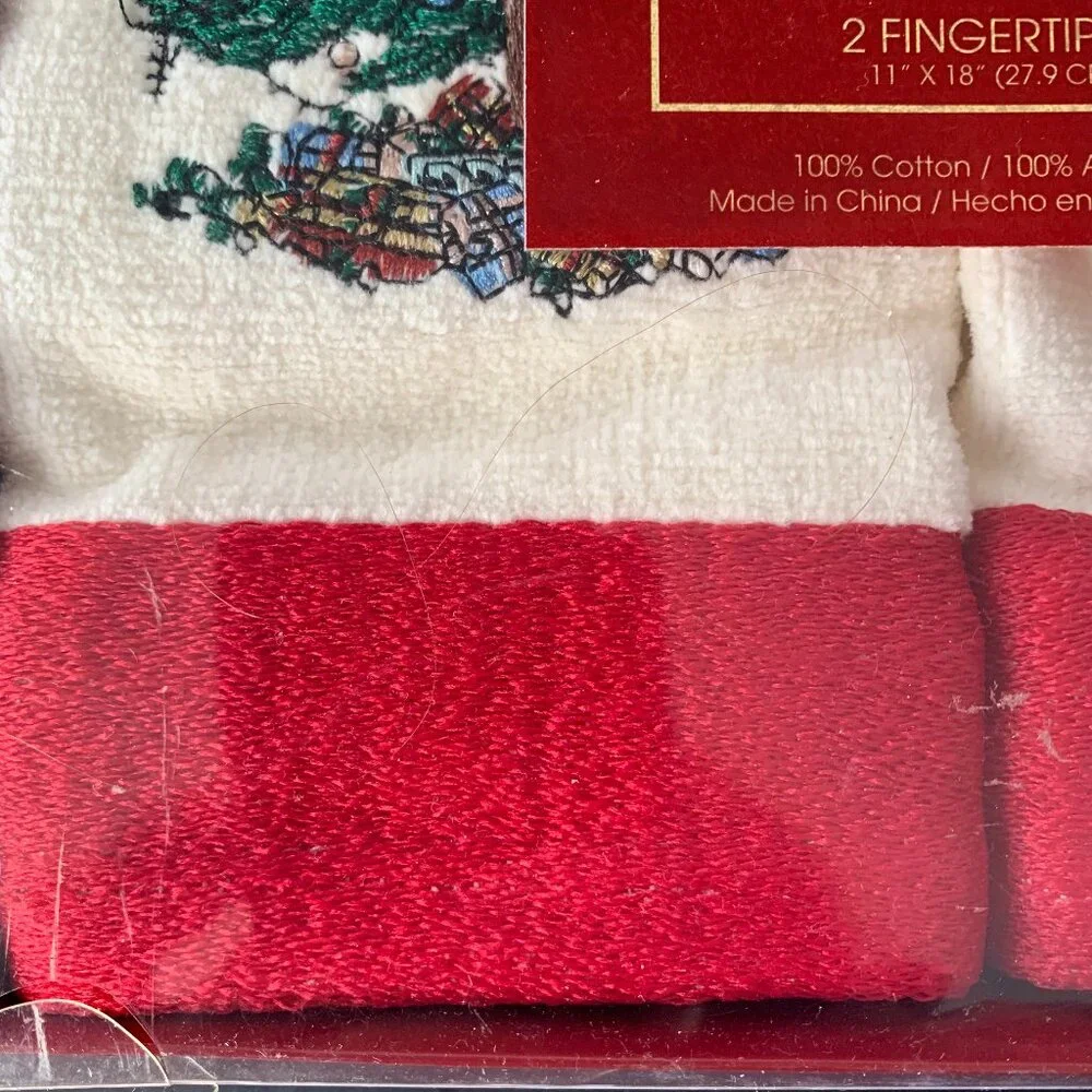 SPODE CHRISTMAS TREE 2 FINGERTIP TOWELS 11